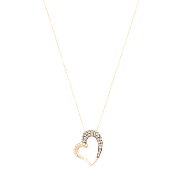 LE VIAN 14kt Gold Diamond Open Heart Pendant Necklace - Picture 1 of 4